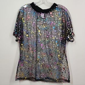 I Heart Raves Black Mesh Star Shirt